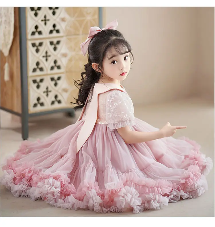 

Retail 2023 Summer Baby Girls Boutique Pink Sequined Tutu Dress Holiday, Girls Princess Sweet Party Clothes 3-8T