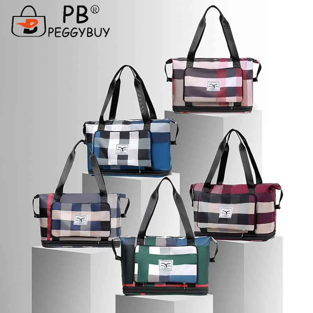 

Двухслойная дорожная сумка, вместительная складная сумка с верхними ручками, множество карманов, портативная, на молнии, для отдыха на выхо...