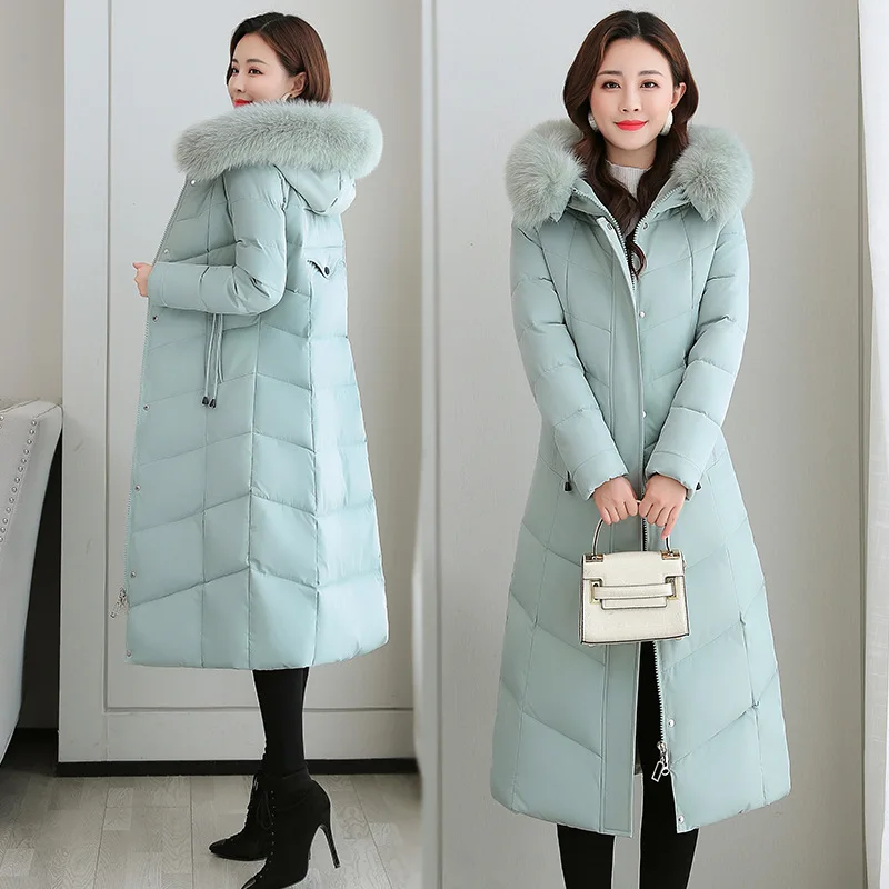 

2022 Large Size Long Over-the-knee Thick Down Padded Jacket Women's Loose Waist Padded Jacket Winter Padded Jacket