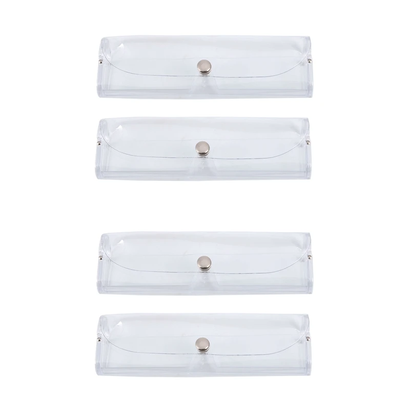 

4 PCS Clear Press Button Closure Plastic Eyeglasses Case