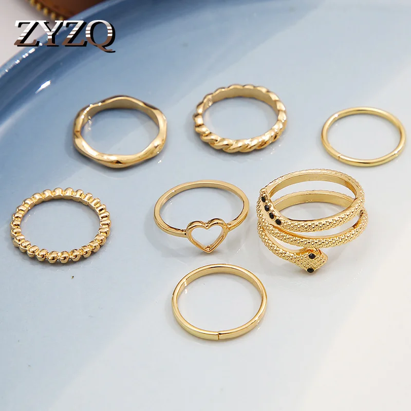 ZYZQ в стиле ретро Женское кольцо геометрический открытый индекс обручальные
