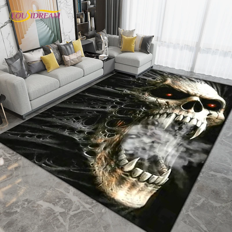 

Horror Skull Art Area Rug,Carpets for Living Room Bedroom Decoration, Sofa Chair Cushion Rug,Kitchen Bathroom Non-slip Floor Mat