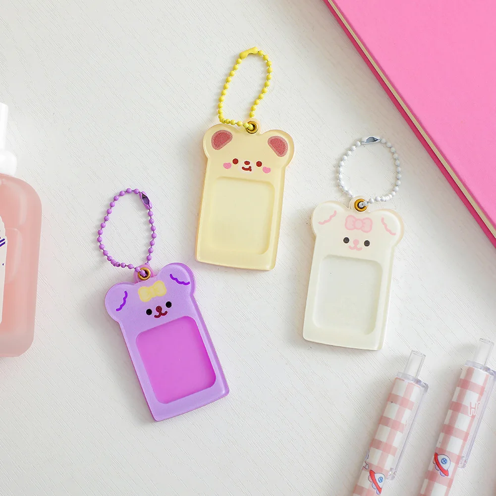 

Cute Cartoon Bear Card Holder Case Keychain Student Bank Bus Id Card Cover Storage Case Badge Holder Card Protector Wallet