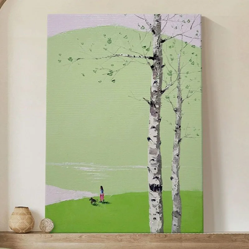 Красивый пейзаж с зеленым полетом картина маслом ручной работы на холсте