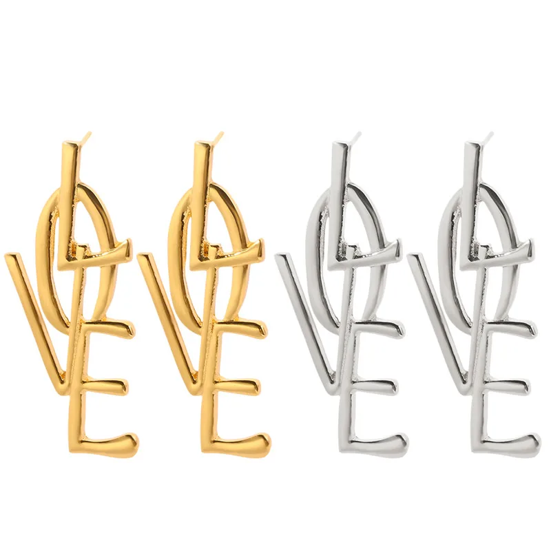 Модный уникальный дизайн имитация букв любовные геометрические серьги-подвески
