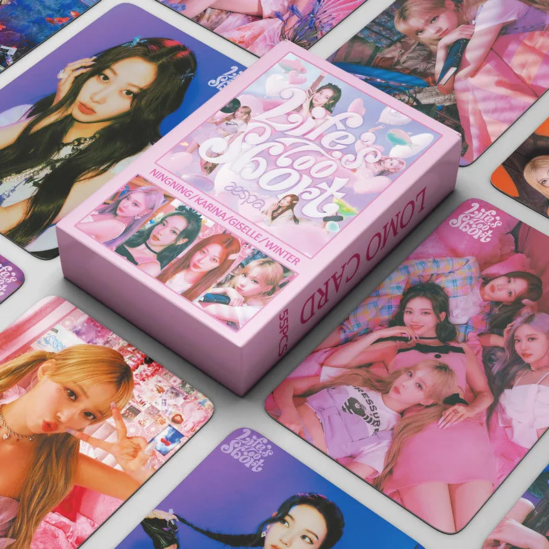 

55 шт./компл. Kpop Aespa новый альбом Жизнь слишком короткая ЛОМО карта фото печать открыток постер картина Поклонники подарки коллекция