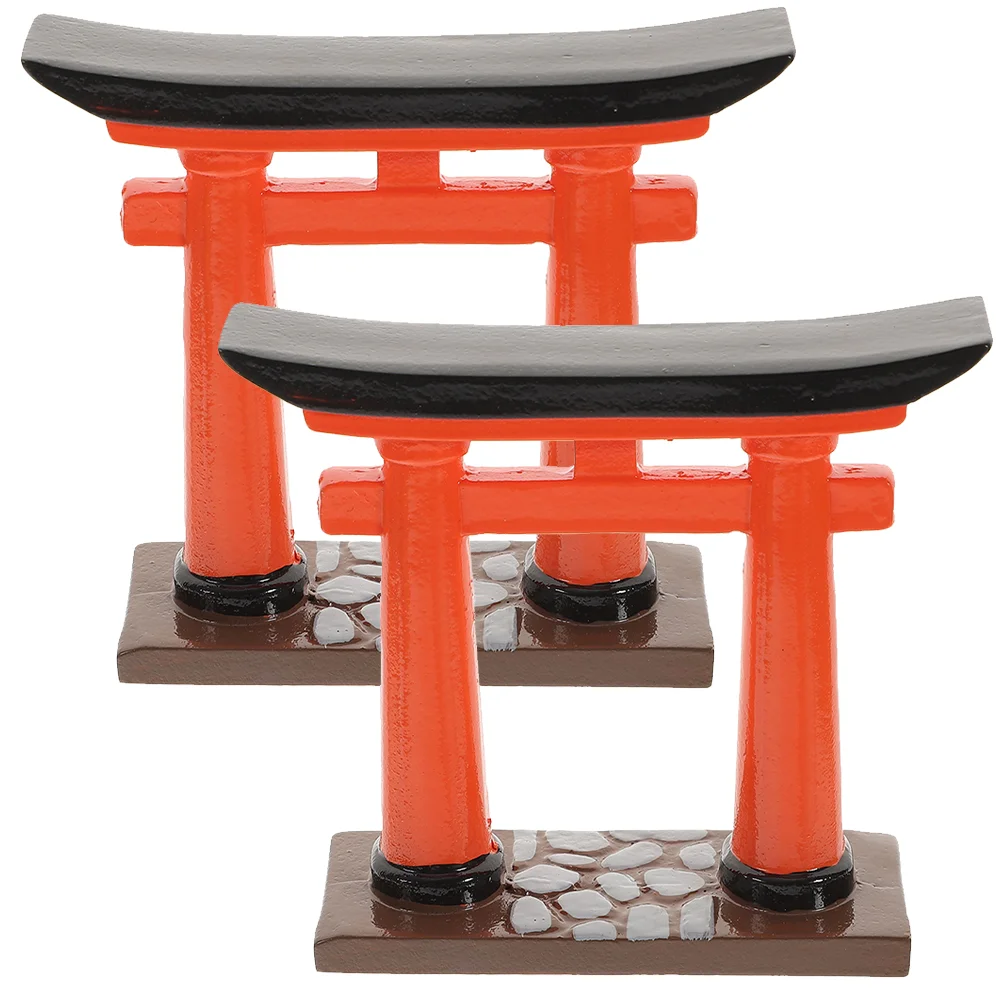 

2/1 Pcs Japanese Torii Gate Zen Style Craft Tiny Ornaments Mini House Sand Table Resin Decorations Garden Micro Home