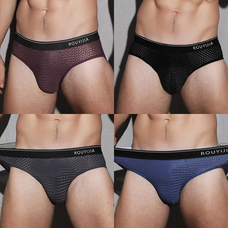 Men's Briefs Bamboo Charcoal Cotton Graphene Antibacterial Cotton Ice Silk Underpants Plus Size Fat Guy Waist Waistband