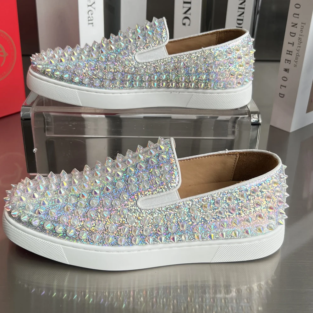 

Top Quality Red Sole Womens Trendy Casual Shoes 35-48 Luxury Mens Real Leather Sneakers Designr Couple Rock Tide Shoes HJ1140