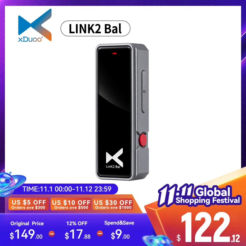  XDUOO Link2 Bal USB DAC  &  Balanced Headphone Amplifier CS431312 DAC Headphone amplifier Type C link 2 BAL DSD256 4.4mm+3.5mm 