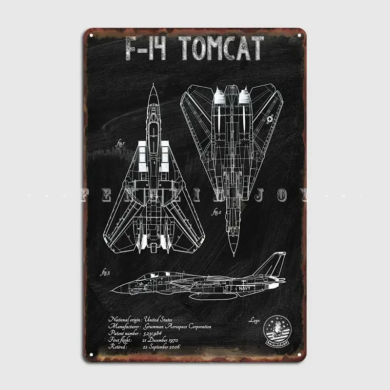 Фото Плакат F14 Tomcat, металлическая табличка, настенная роспись, забавные таблички для гаража и клуба, жестяная вывеска, постер №2