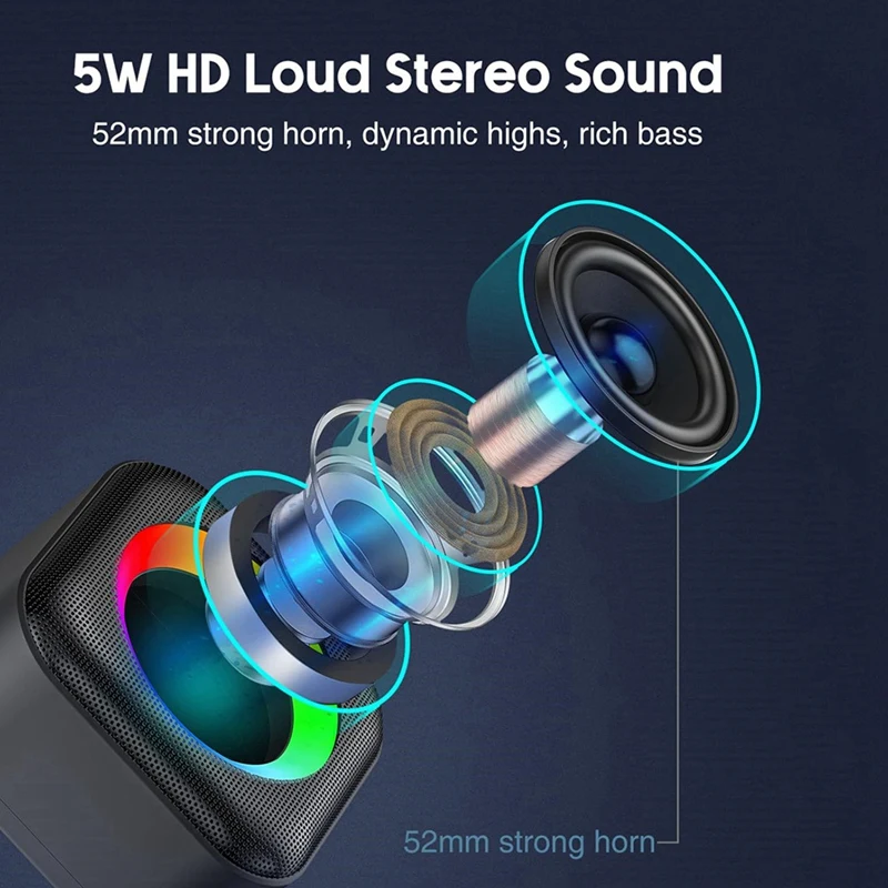 Портативный Bluetooth-динамик RGB с цветным светом водонепроницаемый беспроводной