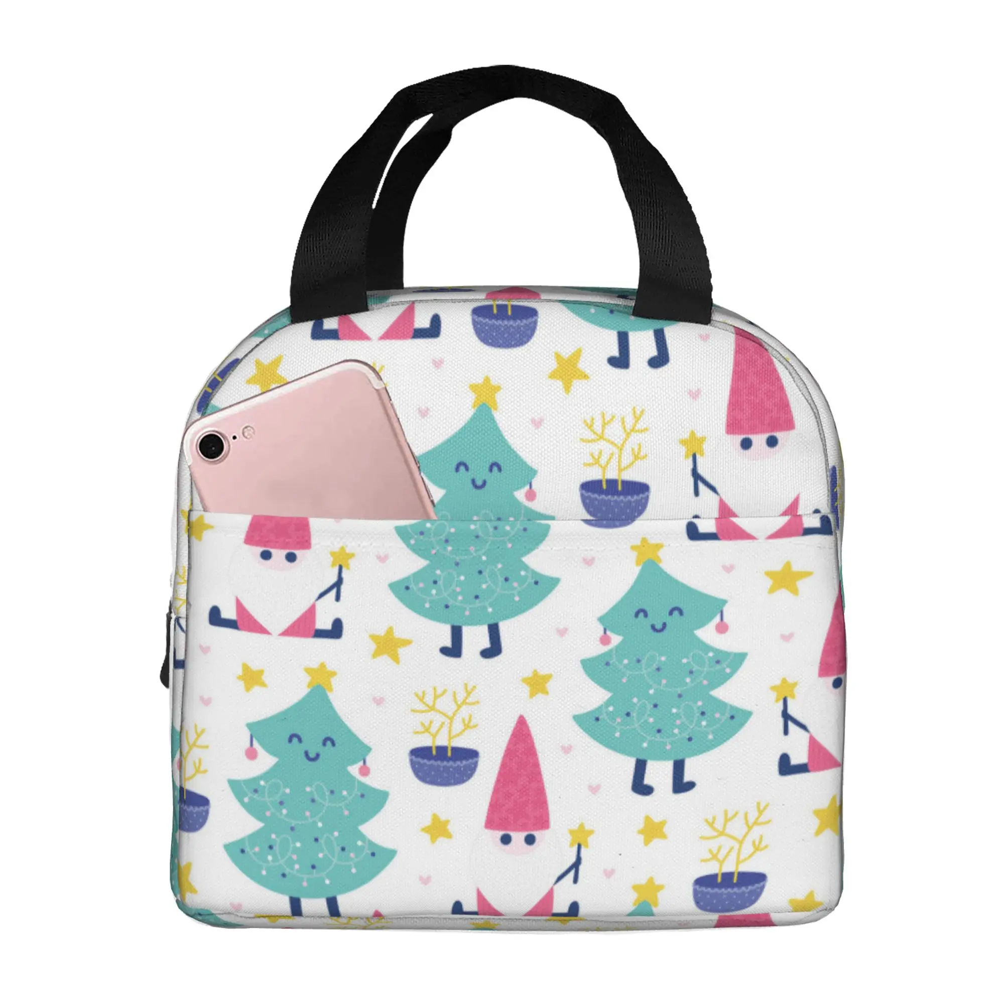 

Christmas Pattern Lunch Bag Insulated Multi-functional Lunch Tote Bags Reusable Thermal Cooler Bag