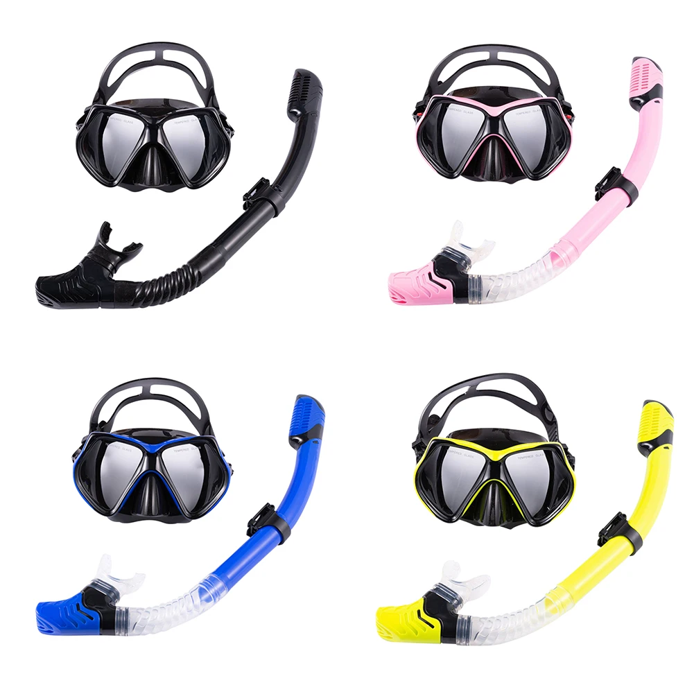 

Scuba Diving Masks Snorkeling Breath Tube Set Anti-Fog Goggles Glasses Front Head Silicone Snorkel Swimming Training Equipment