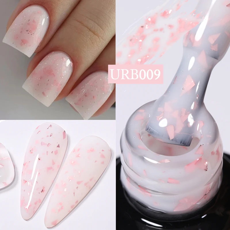 UR SUGAR 7ml Glitter Sequin Rubber Base Gel Polish Milky Jelly White Pink Soak Off UV LED Self-leveling Gel Varnish Manicure