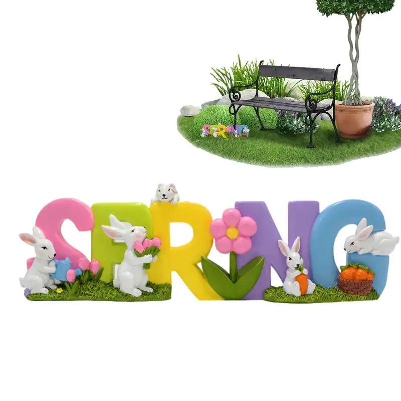 

Rabbits Statues For Spring SPRING Alphabet Vivid Resin Statue Rabbits Outdoor Figurines Home Decor Products For Bookshelf Doorwa