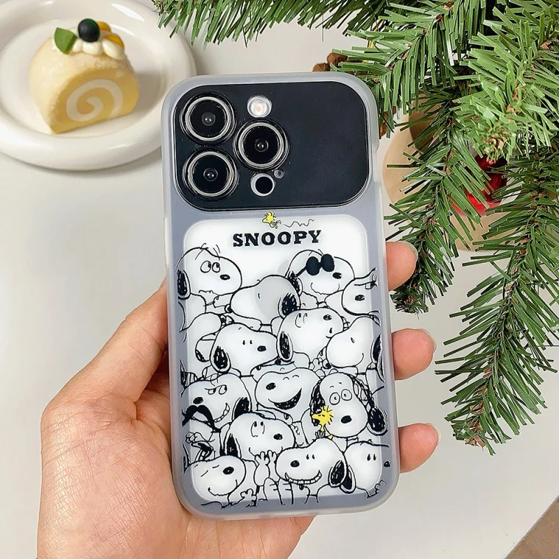 Фото Милый мультяшный чехол для телефона Happy Snoopy bus для iPhone 14 15 17 16 Pro Max, забавные солнцезащитные очки Snoopy, прозрачный противоударный чехол 2 и 1 ﻿ ﻿ №2
