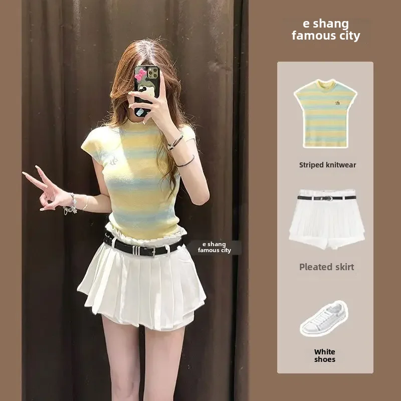 Женская Полосатая Футболка-поло Pure Desire трикотажный топ с высокой талией и