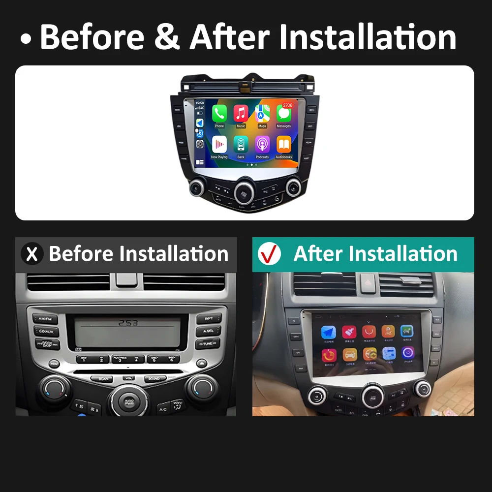 9-дюймовый беспроводной Carplay для Honda ACCORD 7 2004 2005 2006-2007 GPS-навигация HD-экран Android OS