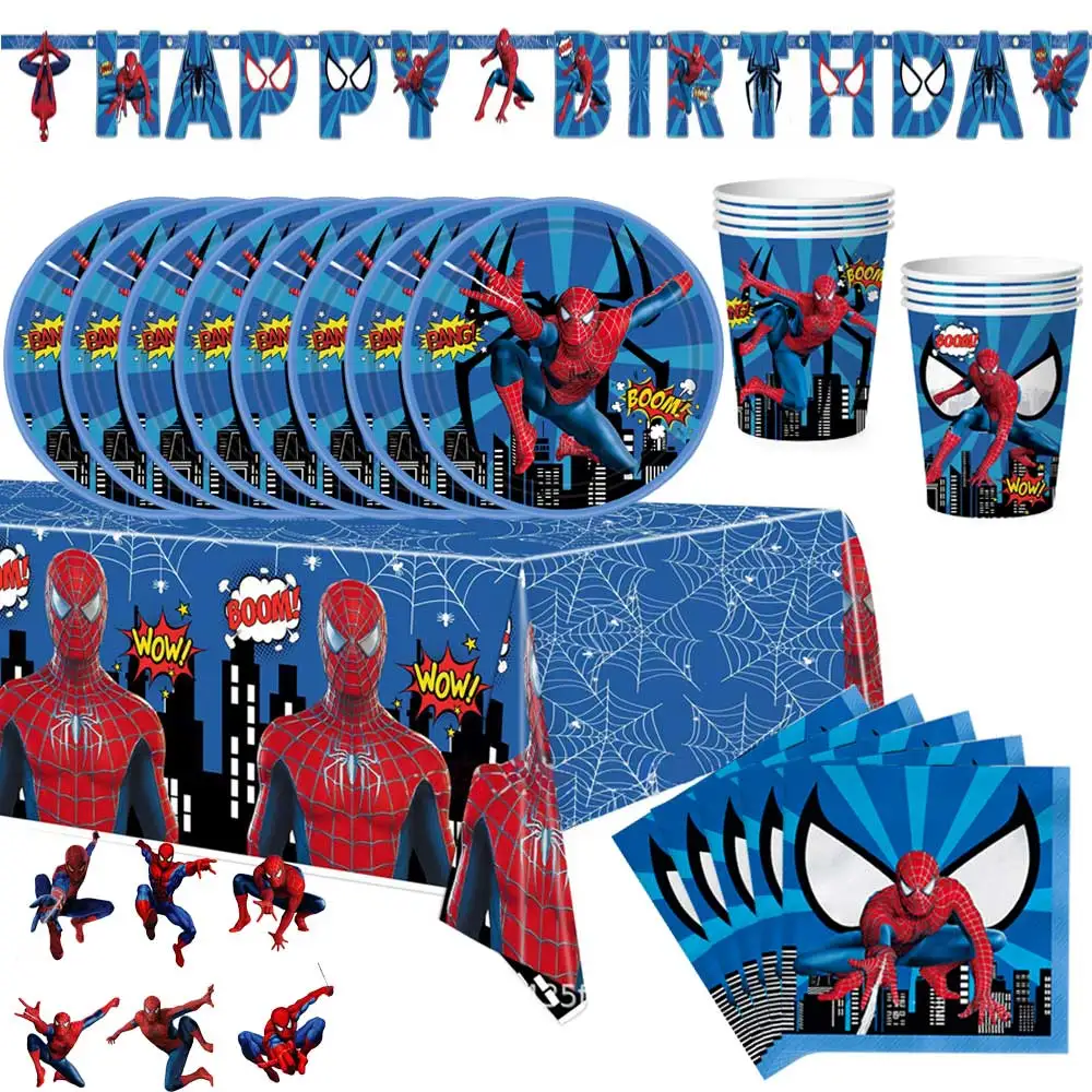 

Disney Spiderman Party Decoration Cake Topper Disposable Tableware Set Cup Plate 3D Balloon Boy Kid Favor Gift Birthday Supplies