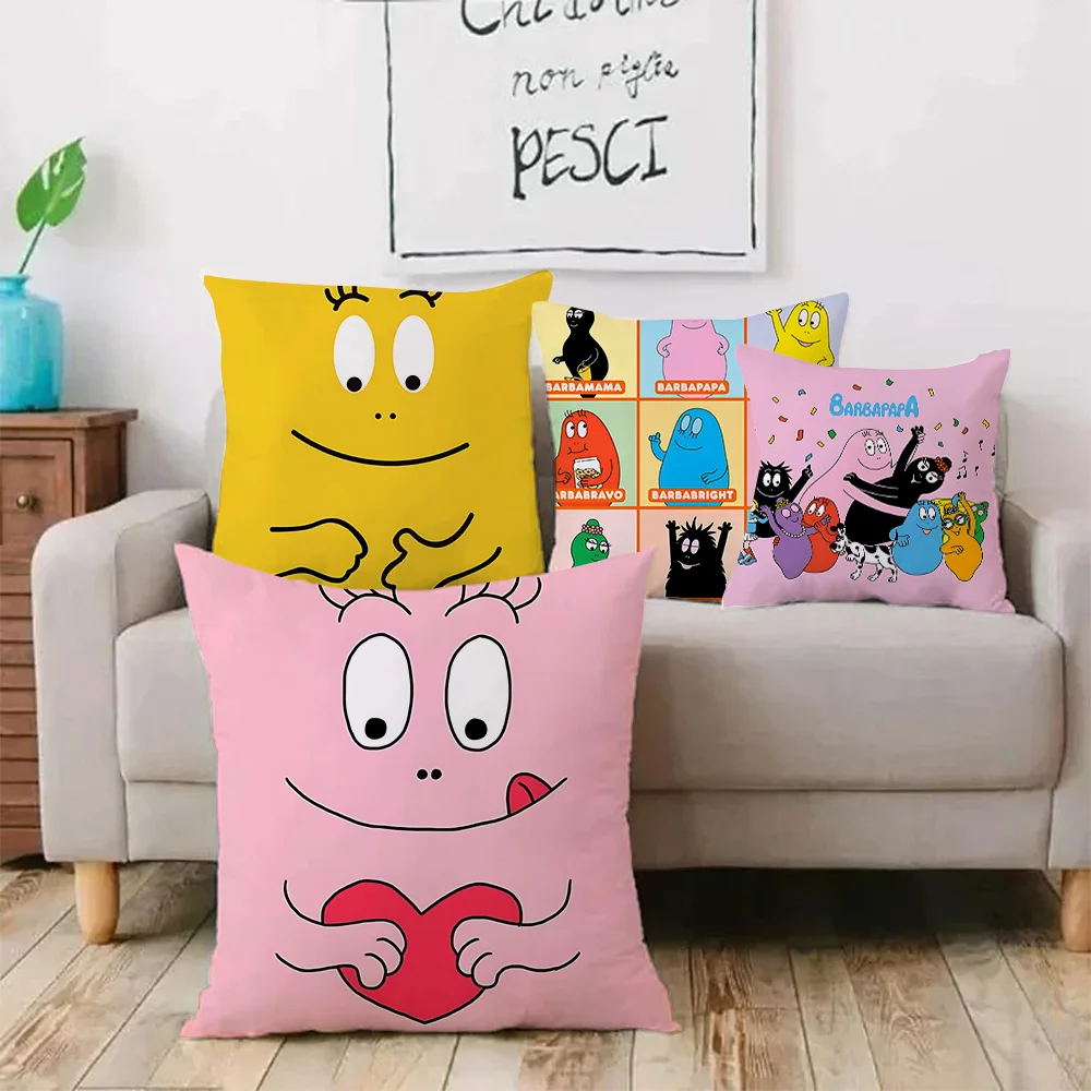 Cute cartoon B-B-Barbapapas Pillow Covers Cartoon Sofa Decorative Home Double-sided Printing Short Plush Cushion Cover
