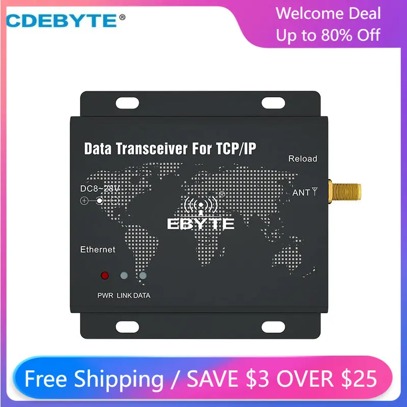 

CDEBYTE RJ45 Ethernet Modbus 433MHz 30dBm Full-duplex Six-way Client Remote Communicator Radio IoT PLC E90-DTU(433C30E)-2.0