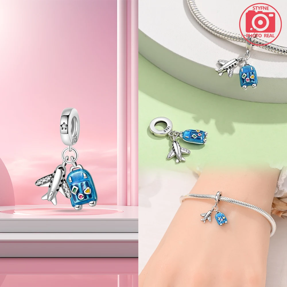 Женский комплект серебряного ожерелья с подвеской в виде самолета из 3 предметов