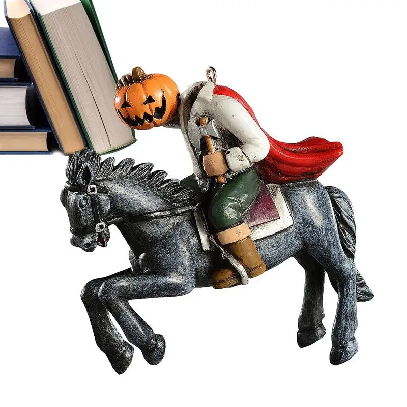 

Halloween Headless Horseman Pumpkin Decor Horseman Ornament Resin Craft Spooky Sculpture Headless Art Desk Ornament For Table