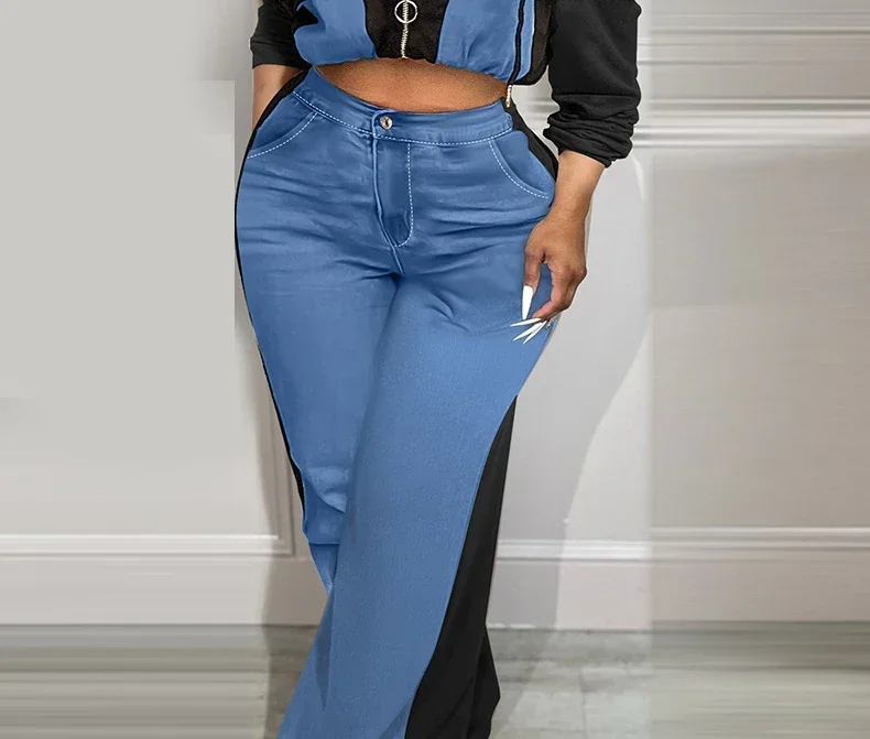 Женский комплект из двух предметов с цветными блоками и клапанами на молнии