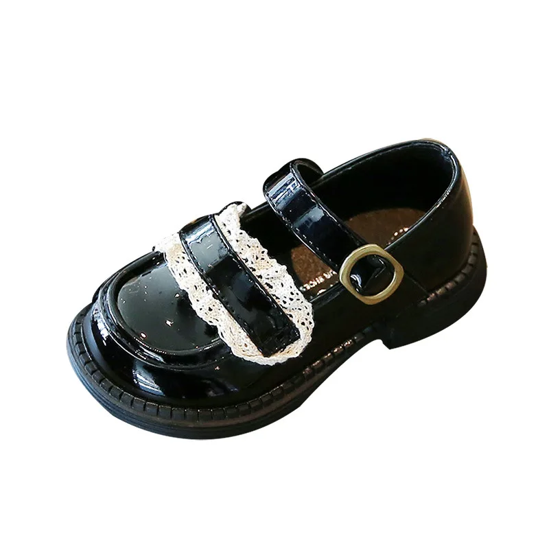 

Демисезонные новые туфли из искусственной кожи для девочек, кружевные туфли принцессы для маленьких девочек, модные повседневные туфли с м...