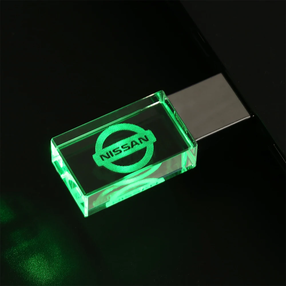 Фото Светодиодный светильник, модный кристаллический USB-накопитель, 64 ГБ, автомобильный подарок, карта памяти, бесплатный индивидуальный логотип, ручка-накопитель, внешний накопитель U-диск, 32 ГБ №1