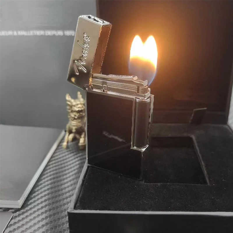 

Новая памятная Роскошная зажигалка с двойным огнем табак сигара газовая зажигалка для курения яркий звук ветрозащитный подарок для мужчин ...