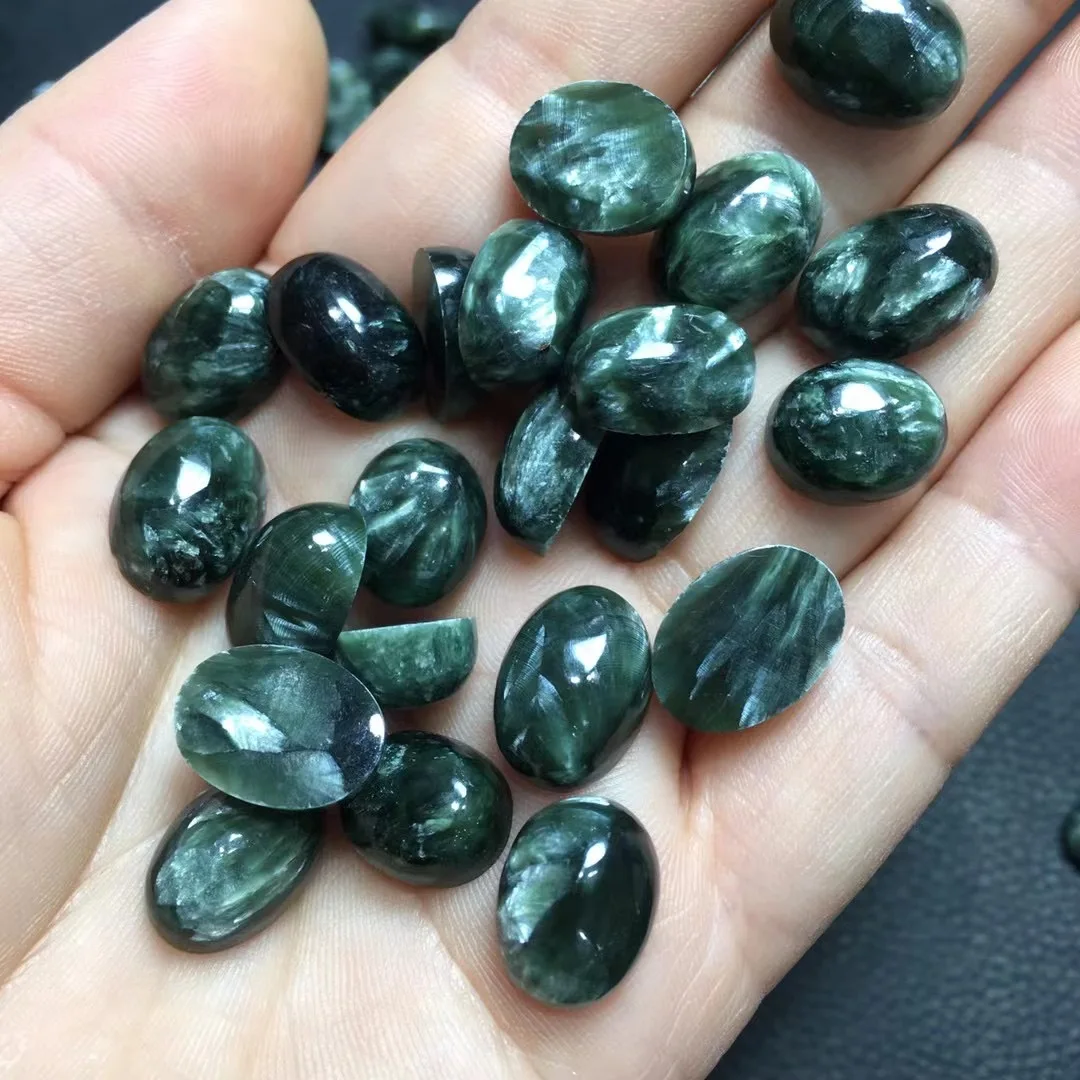 1 шт. Fengbaowu натуральный Серафинит овальный кабошон Форма Бисер для кольца серьги