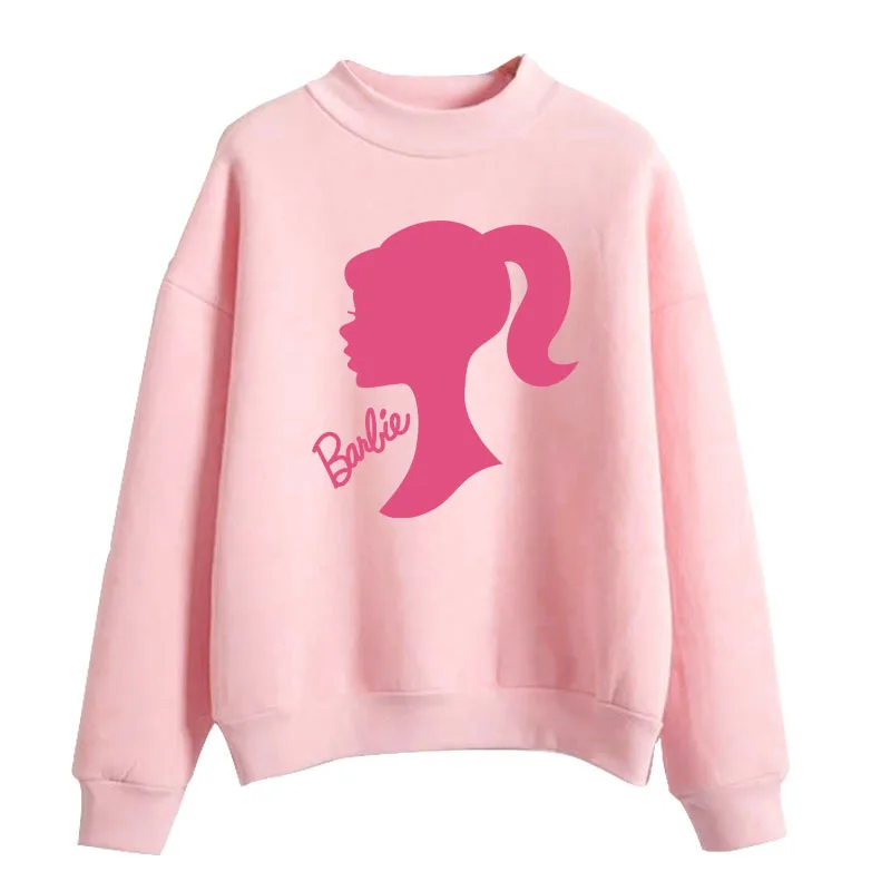 Новинка 2024 Женский свитшот пуловер с принтом Барби повседневный Свободный Топ