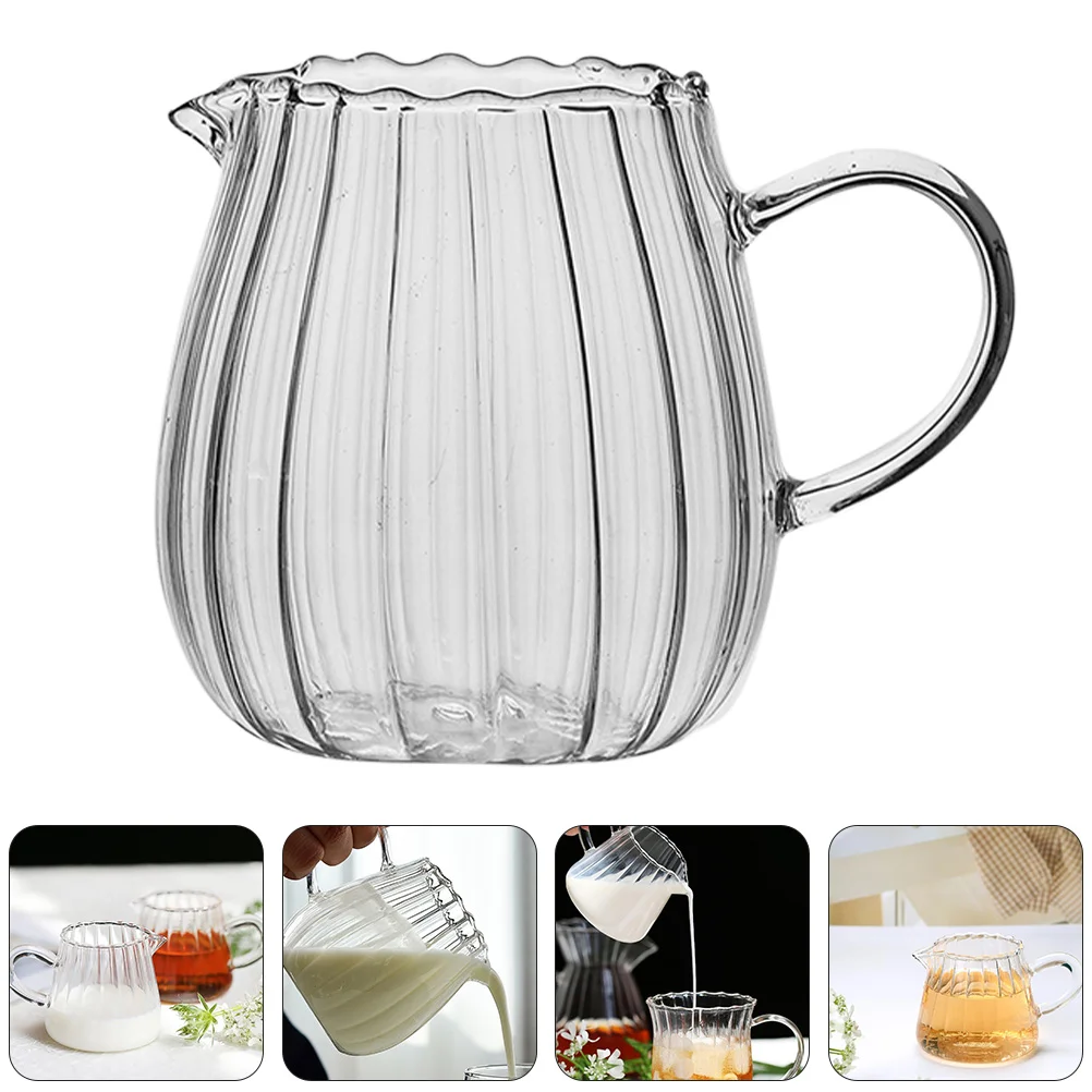 

Striped Milk Jug Household Cup Glass Teacup Mini Water Kettle Distributor Juice Drinking Coffee