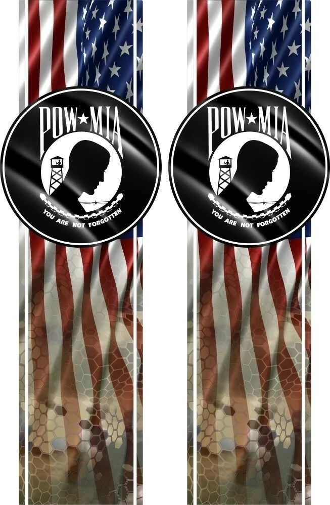 

For x2 POW MIA American Flag Camo Truck Bed Band Stripes Decal Sticker Graphics