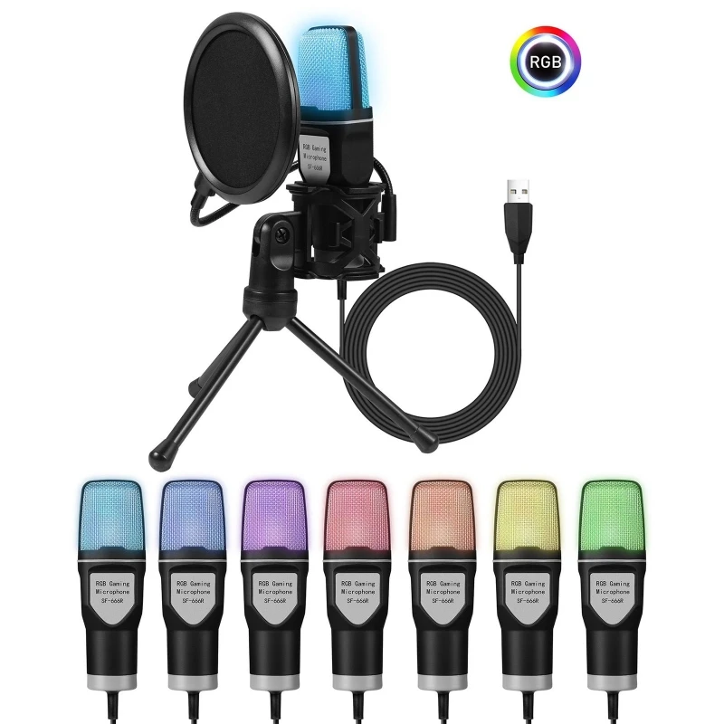 

Портативный проводной микрофон RGB USB конденсаторный микрофон широко используемый конденсаторный микрофон K1KF