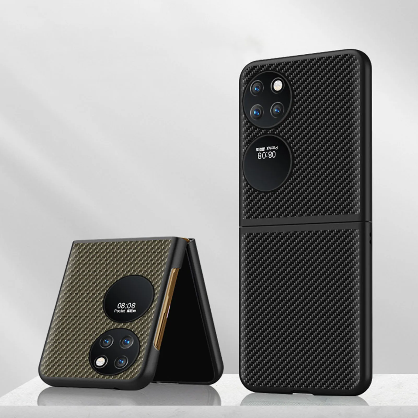 

Fashion Carbon Fiber Case For Huawei P50 Pocket PC Business Phone Protective Cover Coque for P50 Pocket