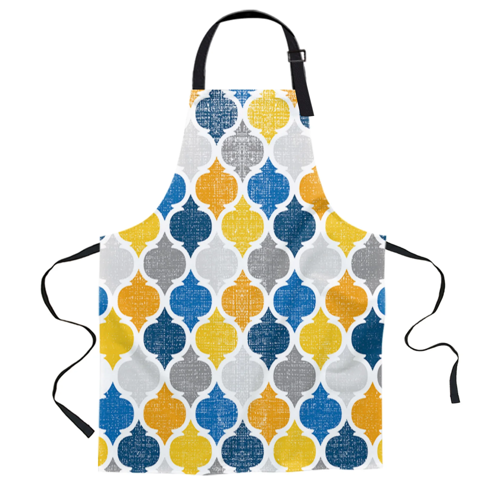 

Geometric Moroccan Retro Design Adjustable Canvas Kitchen Coffee Apron Ladies Couple Cooking Dining