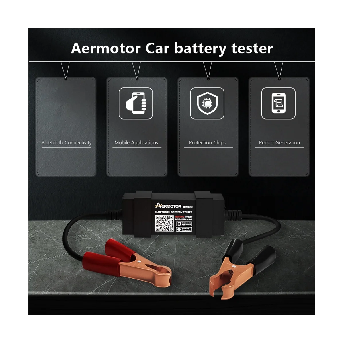 Тестер аккумулятора AERMOTOR BM300 беспроводной вольтметр с Bluetooth 12 В для детекторов