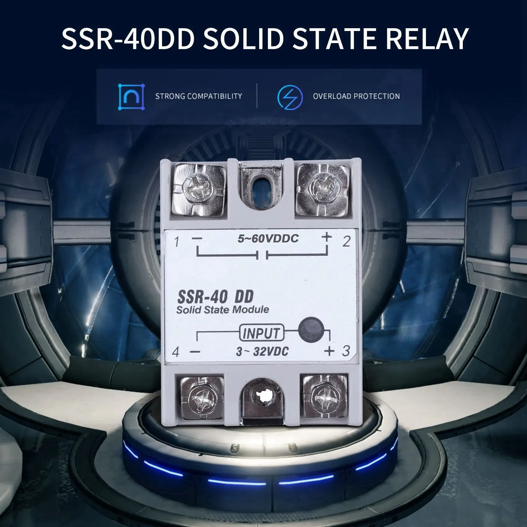 Однофазное твердотельное реле DC-DC 40A SSR-40DD White + Silver