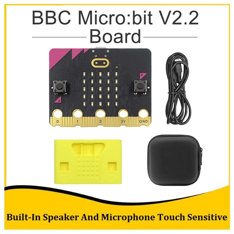 

BBC Micro:Bit V2.2 Kit Built-In Speaker Microphone Touch Programmable Development Board+Protective Case+Storage Bag