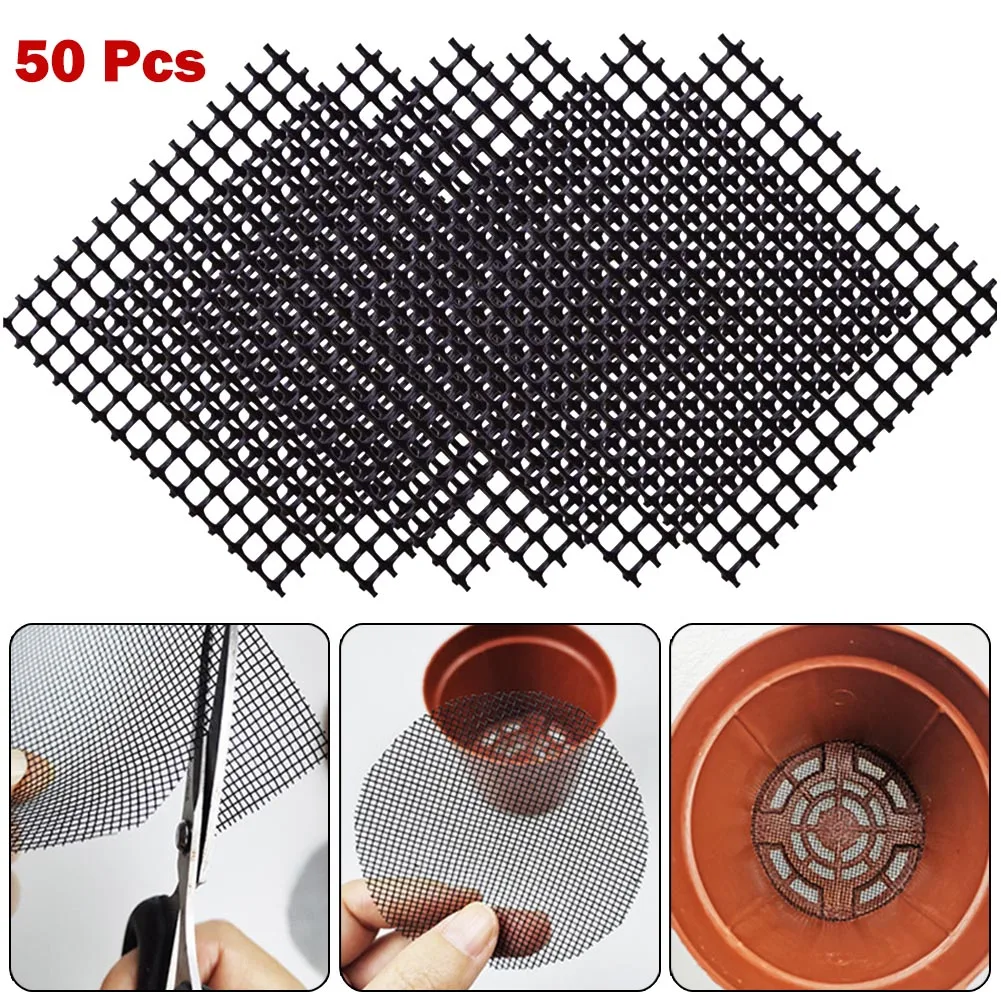 

50 PCS Flower Pot Hole Mesh Pad Bonsai Pot Bottom Grid Mat Bottom Accessorie Mat Prevent Soil Loss Breathable Drainage Plant