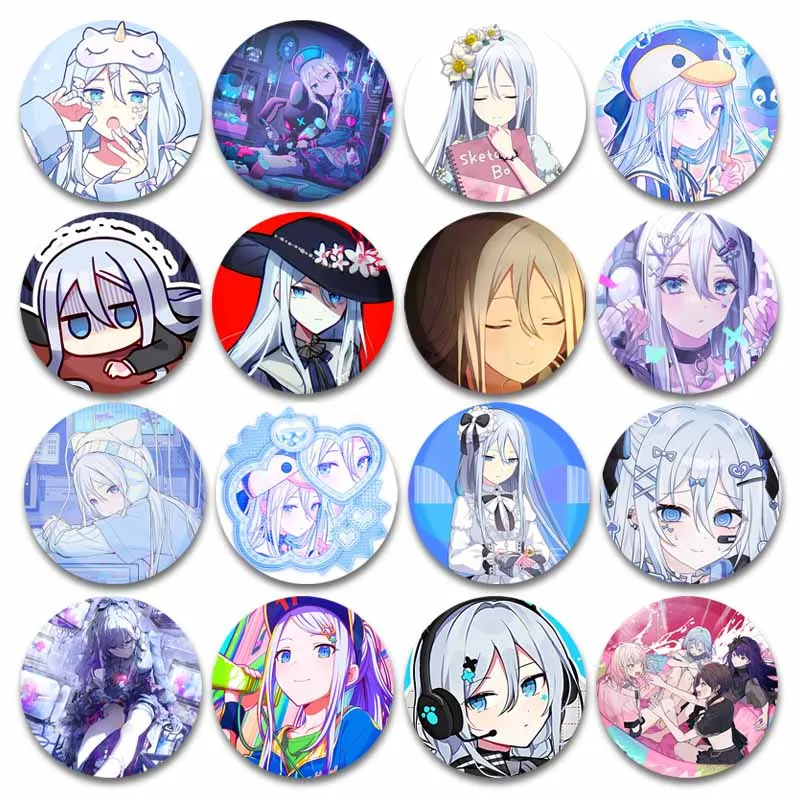 Kawaii Nightcord At 25:00 Yoisaki Kanade Badge Pin Round Cartoon Snap-in Brooch Lapel Pins Clothes Bag Accessories Gift for Kids