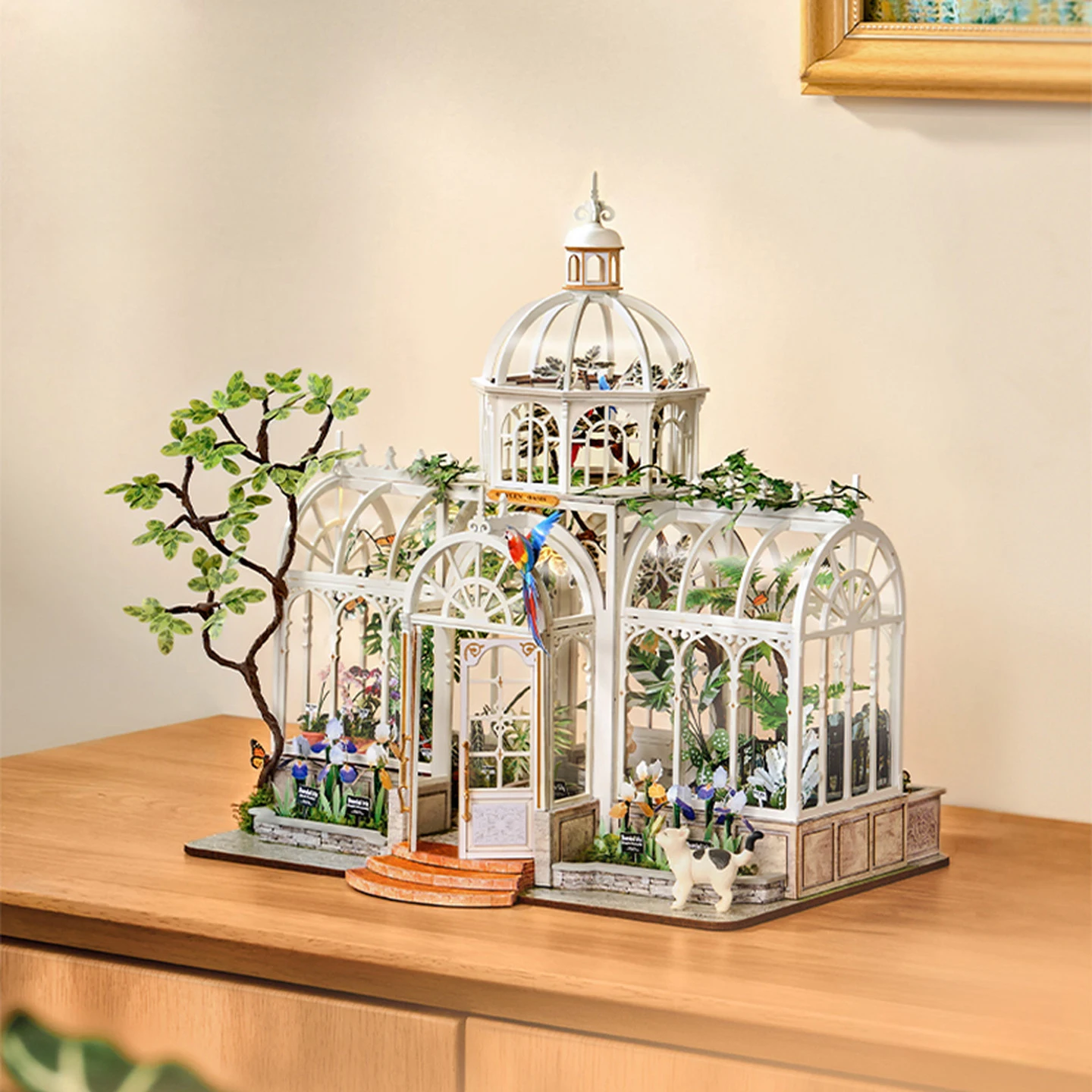Фото Набор для сборки миниатюрного садового домика-теплицы DIY Light Oxygen Greenhouse – 3D деревянный пазл, романтическая модель художественного коттеджа со светодиодной подсветкой, подарок на день рождения №4