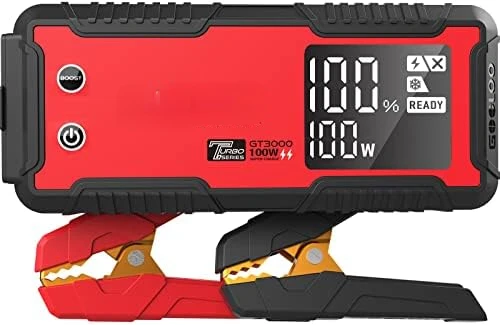 

Jump Starter 3000A 100W 2-Way Fast Charging, SuperSafe 12V Lithium Portable Car Battery Booster Pack, IP65 Power Bank Charger Bo