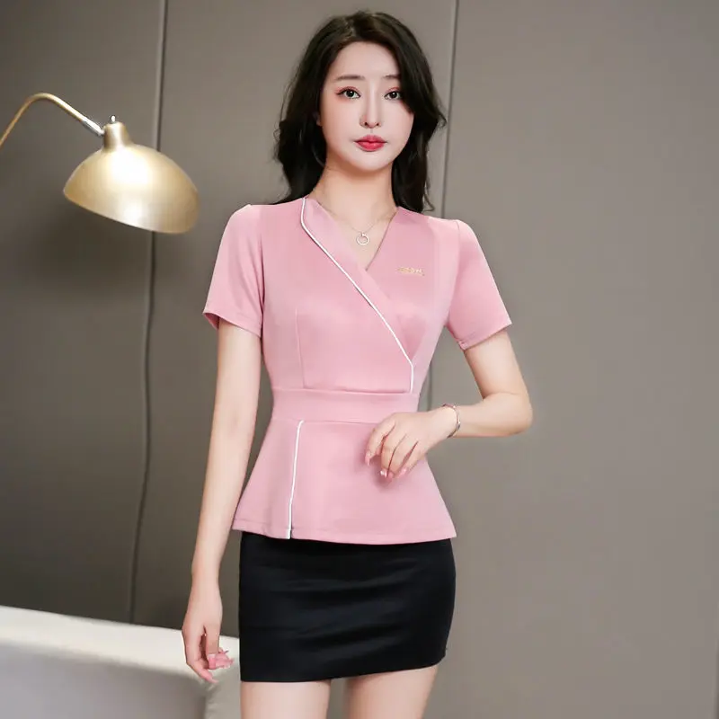 Spa Uniforms Women Workwear Beauty Clothing Beautician scrubs Work Clothes Beauty salon tattoo artist Uniform 2pcs Set Wholesale