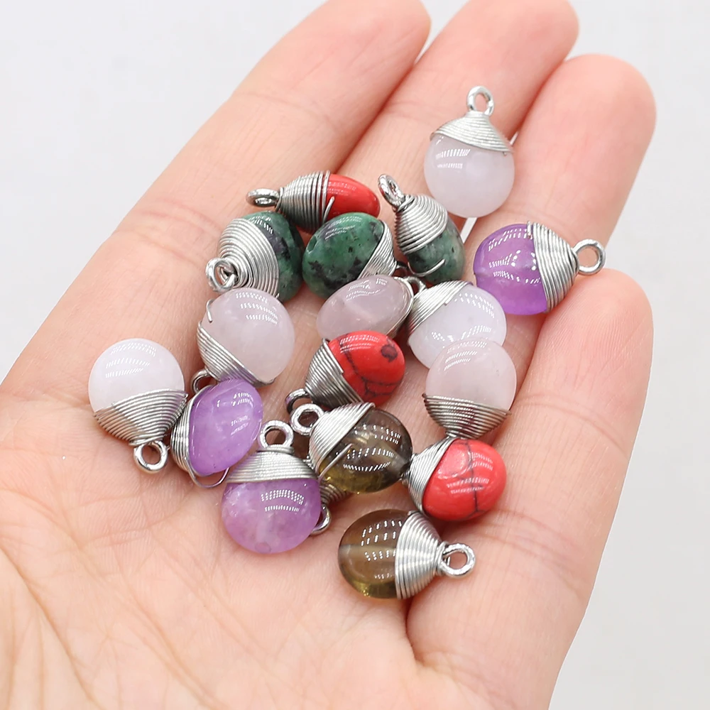 4 шт. натуральный камень розовый кварц аметист Круглая Серебряная проволока