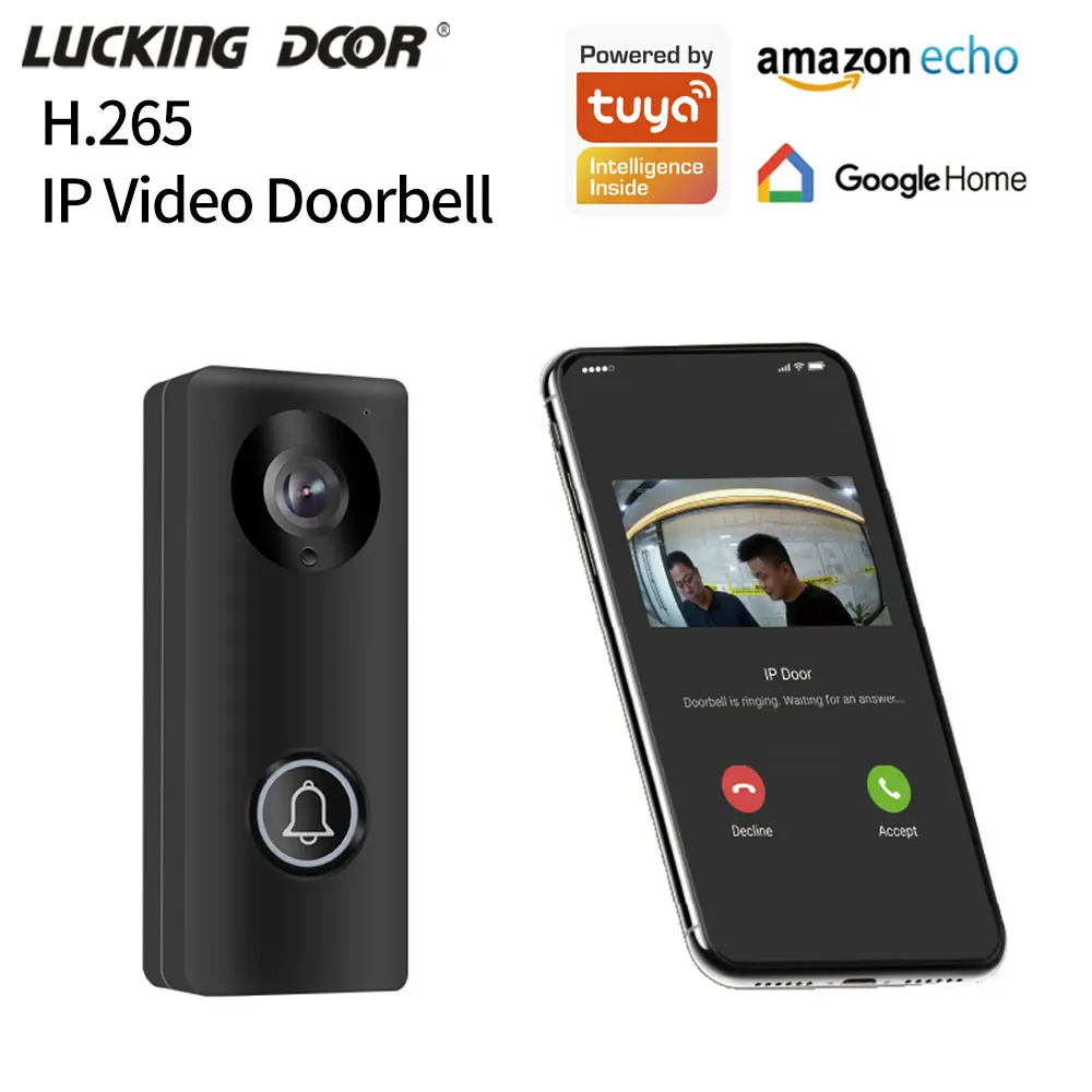 Tuya App 1080P Wifi IP Video Doorbell Intercom HD Camera 140° Wide Viewing Angle IR Night Vision Outdoor Doorphone Remote Unlock