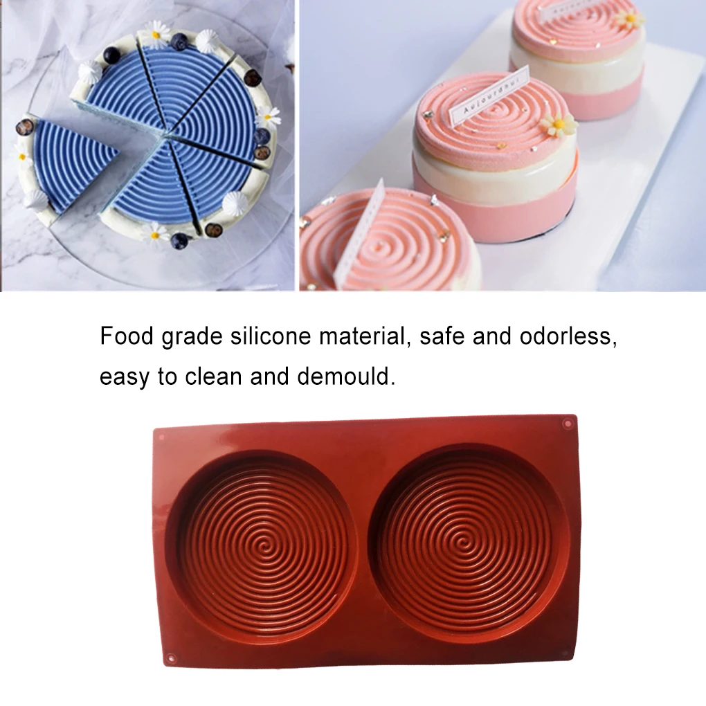 

Круглая сковорода для выпечки в форме спирали, силиконовая форма с 2 отверстиями, самосборка, десерты, искусство, инструменты для искусства, ...